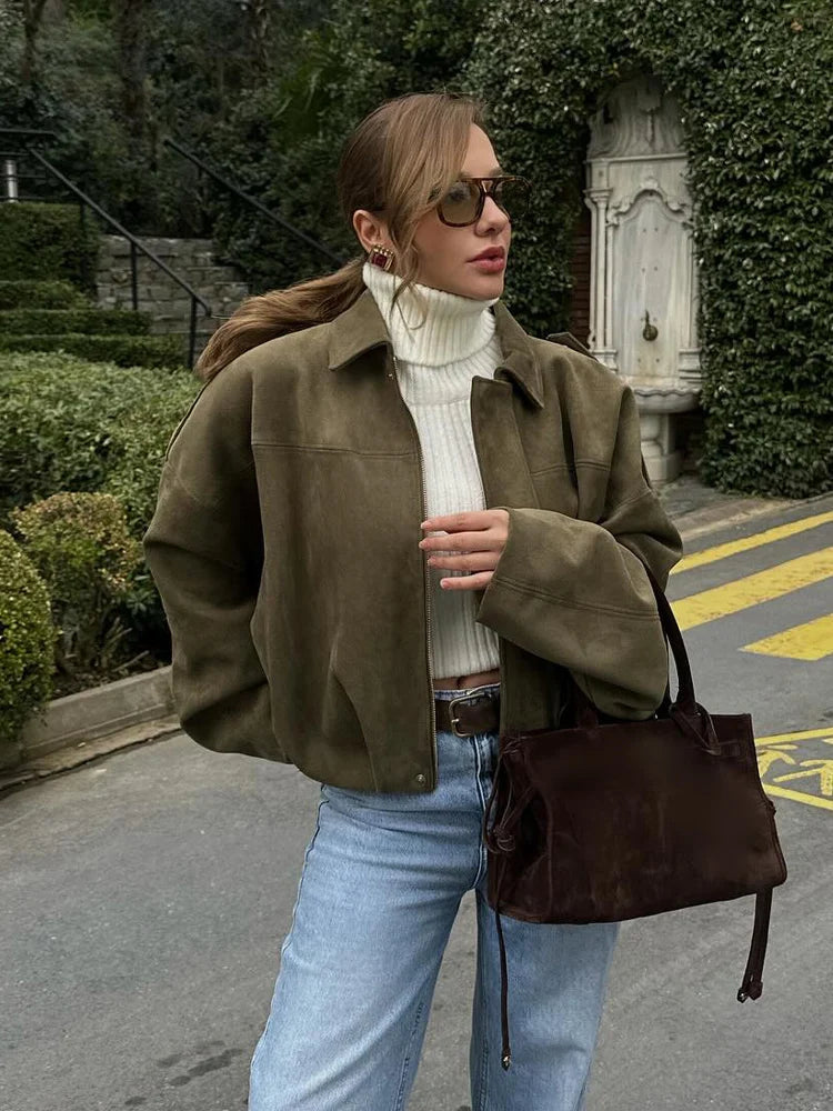 Vero – Dames Korte Jas | Suede Look, Relaxed Fit