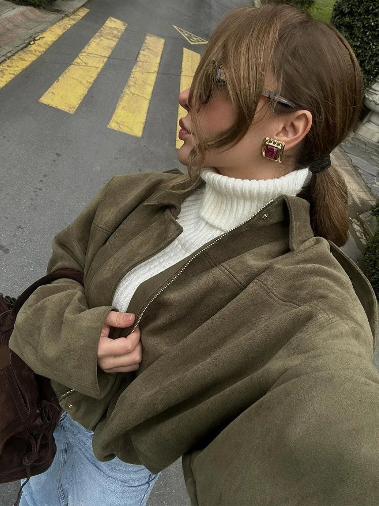 Vero – Dames Korte Jas | Suede Look, Relaxed Fit