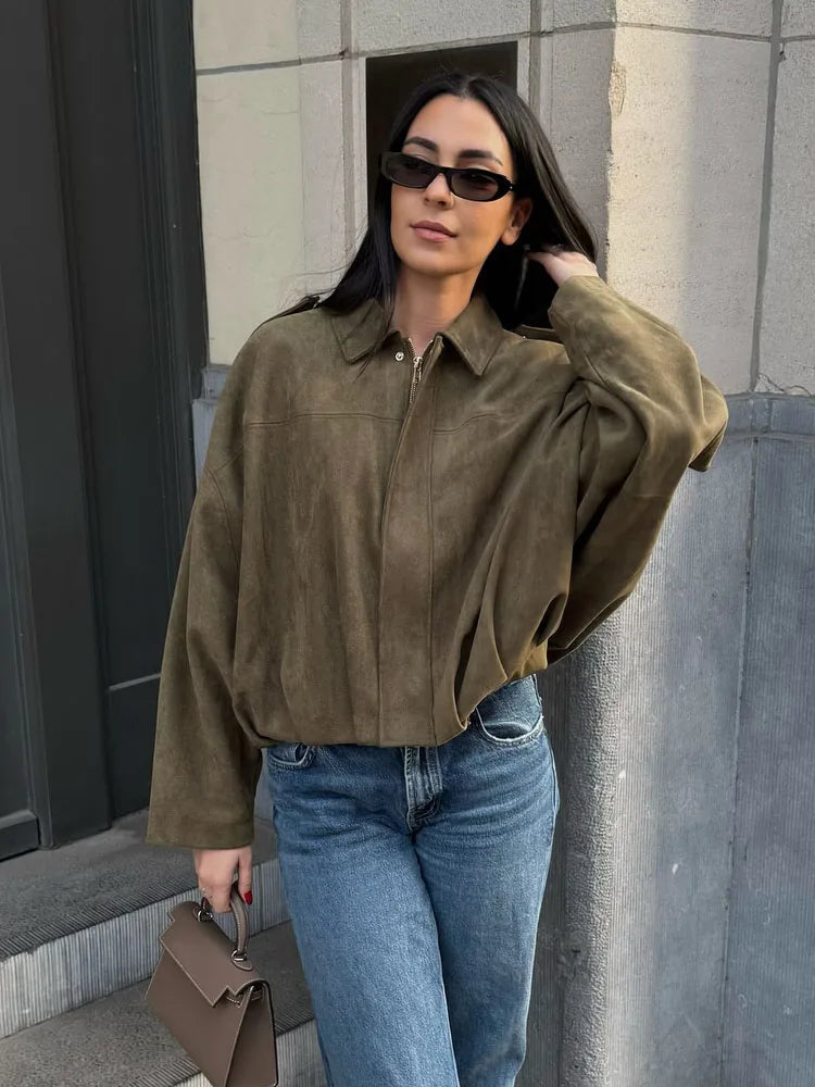 Vero – Dames Korte Jas | Suede Look, Relaxed Fit